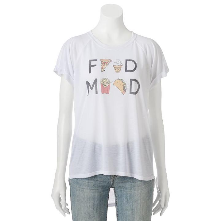 Juniors' Food Mood Emoji Graphic Tee, Girl's, Size: Medium, White
