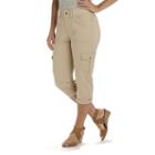 Women's Lee Comfort Waist Cargo Twill Capris, Size: 10 Avg/reg, Lt Beige
