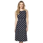 Women's Chaps Polka-dot Ruched Dress, Size: Large, Blue (navy)