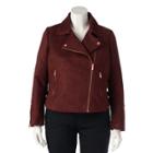 Lc Lauren Conrad Runway Collection Moto Jacket - Plus Size, Women's, Size: 2xl, Dark Pink