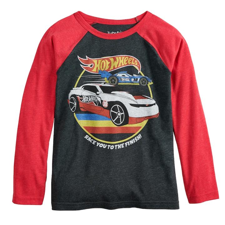 Boys 4-12 Jumping Beans&reg; Hot Wheels Race You To The Finish Retro Raglan Graphic Tee, Size: 8, Light Grey