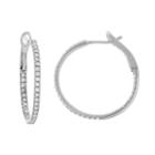 14k White Gold 1/2 Carat T.w. Diamond Inside Out Hoop Earrings, Women's