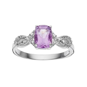 Radiant Gem Amethyst Sterling Silver Infinity Ring, Women's, Size: 8, Purple