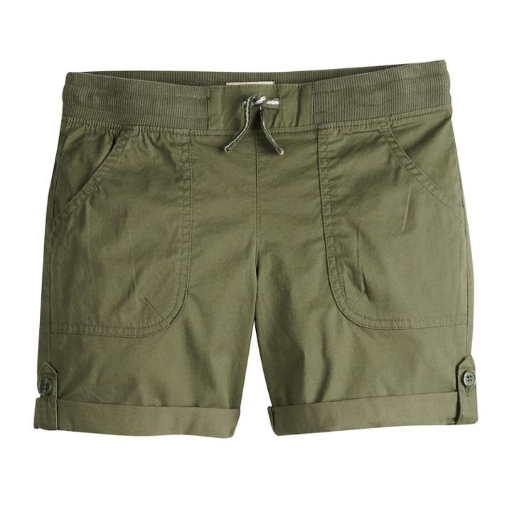 Girls 7-16 & Plus Size So&reg; Rolled Cuff Cargo Bermuda Shorts, Size: 7, Dark Green