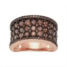 14k Rose Gold Over Silver Cubic Zirconia Concave Ring, Women's, Size: 5, Brown