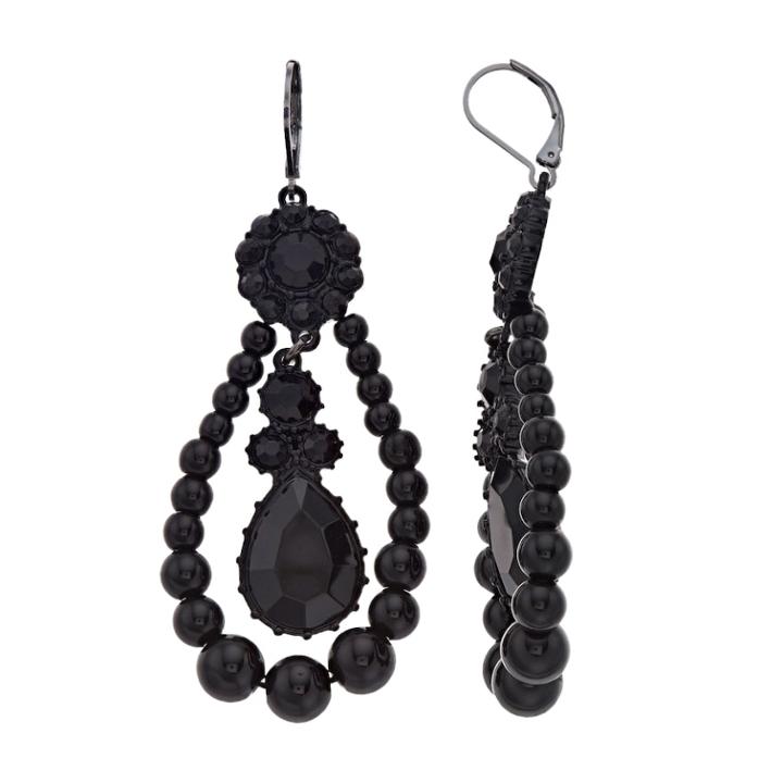 Simply Vera Vera Wang Black Bead Teardrop Earrings, Women's