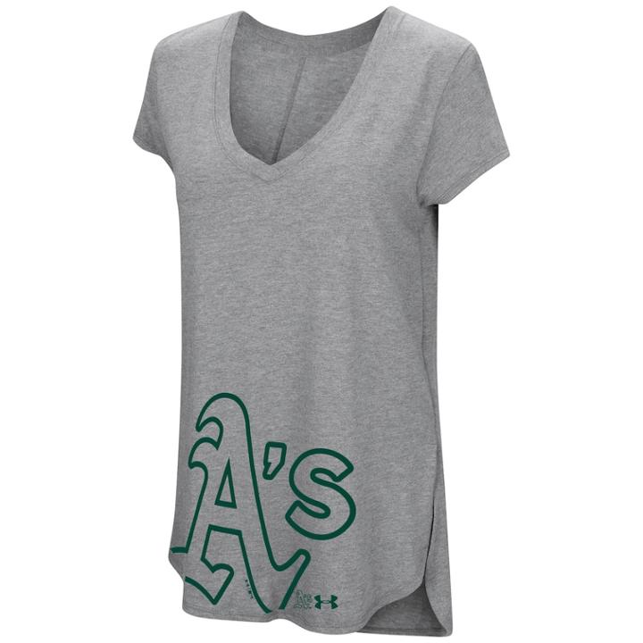 Women's Under Armour Oakland Athletics Pride Hem Graphic Tee, Size: Medium, Med Grey