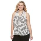 Juniors' Plus Size Candie's&reg; Ruffled Lace Sleeveless Shirt, Girl's, Size: 3xl, Black