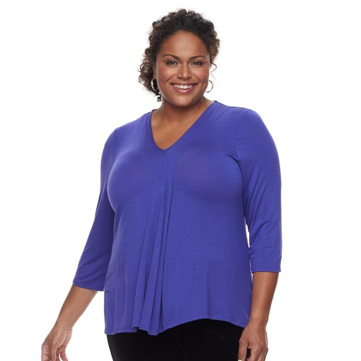 Plus Size Dana Buchman Release Pleat Top, Women's, Size: 1xl, Brt Purple