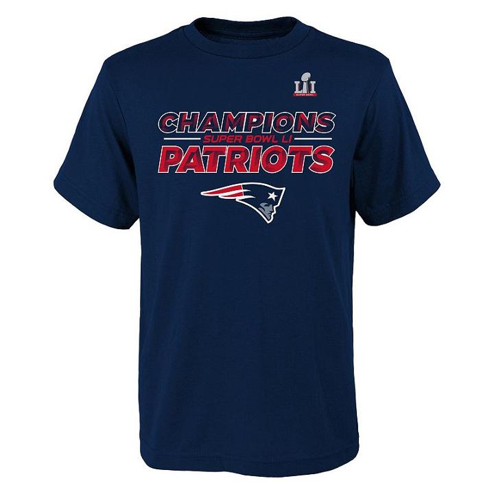 Boys 8-20 New England Patriots Super Bowl Li Champions Coronation Tee, Boy's, Size: Xl(18/20), Blue (navy)