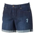 Women's Jennifer Lopez Distressed Boyfriend Jean Shorts, Size: 0, Dark Blue