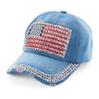 Women's Mudd&reg; Bling American Flag Baseball Cap, Blue (navy)