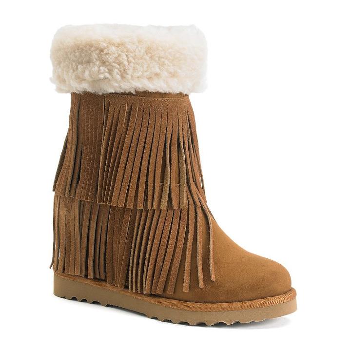 Madden Girl Sleet Women's Fringe Wedge Boots, Size: 10, Brown