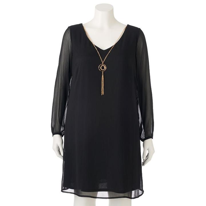 Juniors' Plus Size Wrapper Shift Dress, Girl's, Size: 2xl, Black