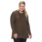 Plus Size Napa Valley Cowlneck Tunic Sweater, Women's, Size: 2xl, Dark Green
