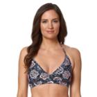 Women's Pink Envelope Rose Halter Bikini Top, Size: Large, Black