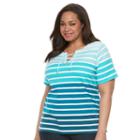 Plus Size Croft & Barrow&reg; Lace-up Tee, Women's, Size: 3xl, Turquoise/blue (turq/aqua)