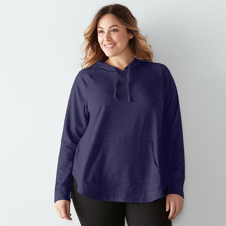 Plus Size Sonoma Goods For Life&trade; Everyday Shirttail Lounge Sweatshirt, Women's, Size: 1xl, Dark Blue