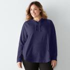 Plus Size Sonoma Goods For Life&trade; Everyday Shirttail Lounge Sweatshirt, Women's, Size: 1xl, Dark Blue