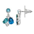 Brilliance Silver Plated Blue Cluster Drop Earrings With Swarovski Crystals, Women's
