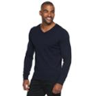 Men's Marc Anthony Slim-fit Tuck-stitch V-neck Sweater, Size: Medium, Blue