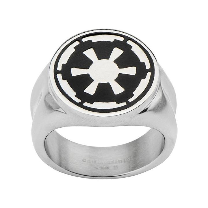 Star Wars Stainless Steel Imperial Symbol Ring - Men, Size: 12, Grey