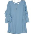 Girls 7-16 Iz Amy Byer Ruffled Bell Sleeve A-line Dress With Necklace, Size: 7, Med Blue