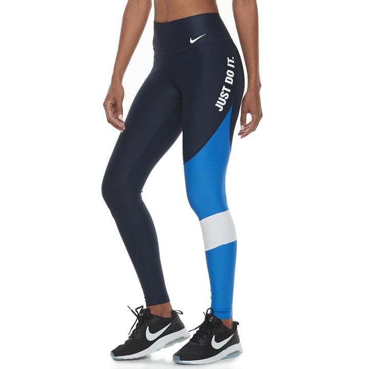 Women's Nike Power Graphic Training Midrise Tights, Size: Xl, Light Blue