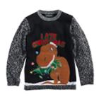 Boys 8-20 T-rex Christmas Sweater, Size: Large, Black White