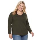 Plus Size Sonoma Goods For Life&trade; Essential V-neck Tee, Women's, Size: 1xl, Dark Green