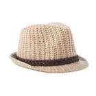 Scala Braided Trim Cable Knit Fedora, Women's, White Oth