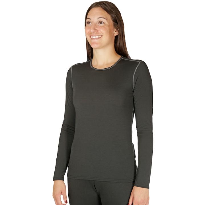 Women's Hot Chillys Pepper Skins Crewneck Top, Size: Medium, Black