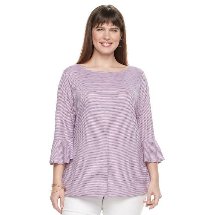 Plus Size Apt. 9&reg; Bell Sleeve Boatneck Tee, Women's, Size: 2xl, Lt Purple