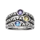 Adora Sterling Silver Simulated Gemstone Ring Multirow Ring, Women's, Size: 6, Multicolor