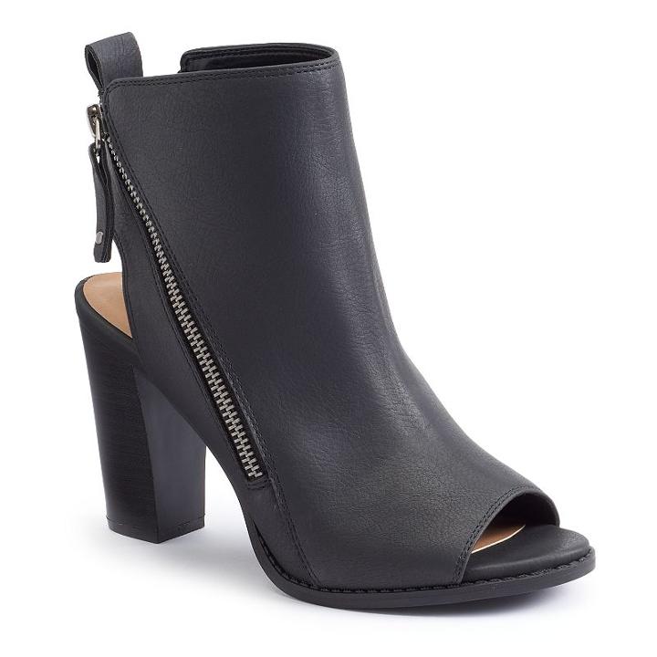 Apt. 9&reg; Women's Peep-toe Ankle Boots, Size: 9.5, Black