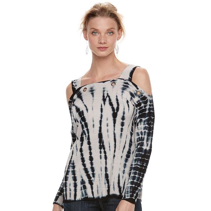 Women's Rock & Republic&reg; Cold-shoulder Grommet Sweater, Size: Small, Silver