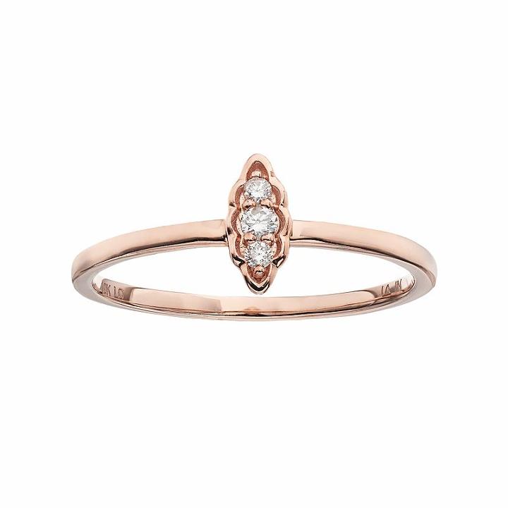Lc Lauren Conrad 10k Gold Diamond Accent Leaf Ring, Women's, Size: 8, White