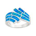 Lab-created Blue Opal Sterling Silver Wave Bypass Ring, Women's, Size: 7