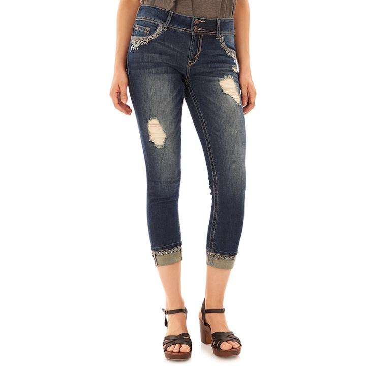 Juniors' Wallflower Luscious Curvy Ripped Crop Jeans, Teens, Size: 1, Purple