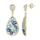 Sophie Miller 14k Gold Over Silver Simulated Gemstone & Cubic Zirconia Teardrop Earrings, Women's, Blue