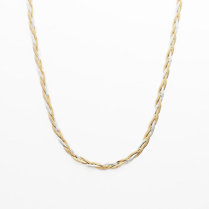 24k Gold Plate And Silver Plate Braided Cobra Chain Necklace - 18-in, Women's, Size: 18, Multicolor