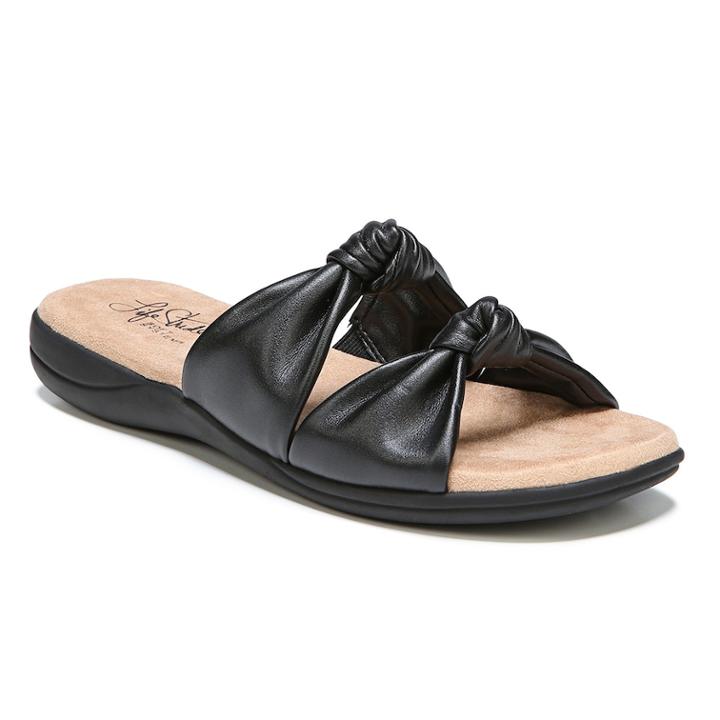 Lifestride Eden Women's Knot Slide Sandals, Size: 7.5 Wide, Black