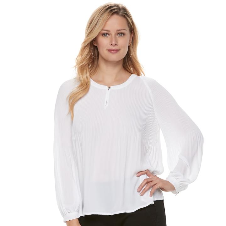 Women's Apt. 9&reg; Pleated Crepe Blouse, Size: Xxl, White