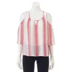 Juniors' Candie's&reg; Keyhole Cold Shoulder Top, Girl's, Size: Large, Red