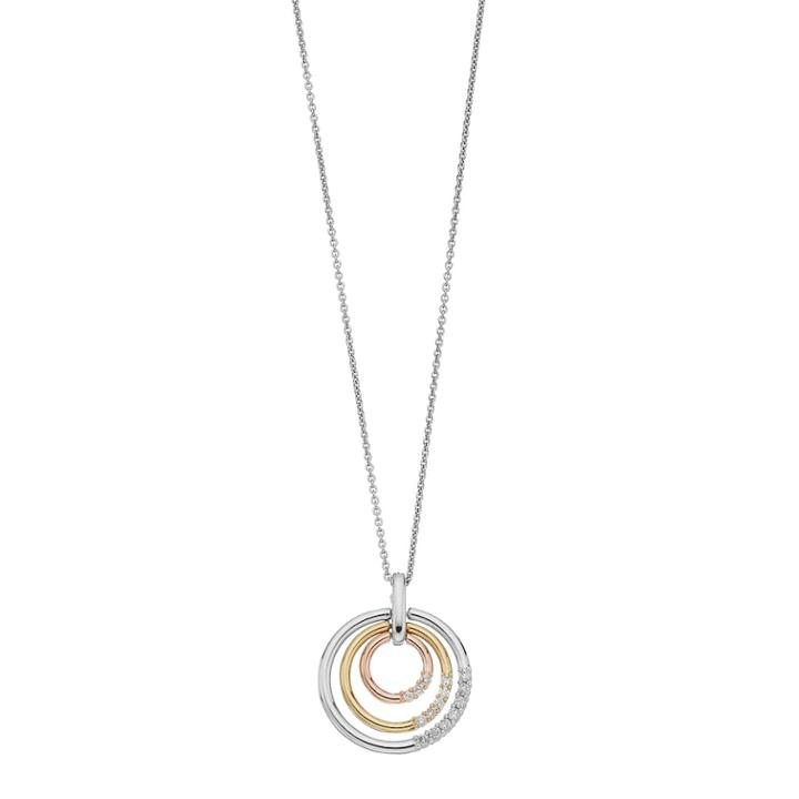 Tri-tone 10k Gold 1/6 Carat T.w. Triple Circle Pendant Necklace, Women's, Size: 18, White