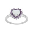 Sterling Silver Lab-created Opal & Cubic Zirconia Heart Halo Ring, Women's, Size: 8, Purple