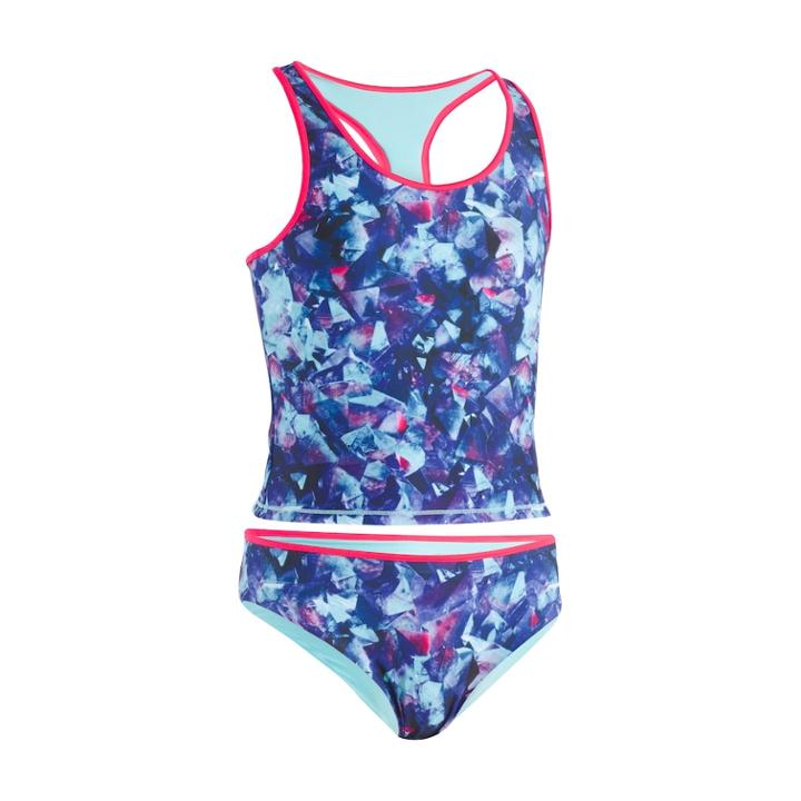 Girls 7-16 Under Armour Metaquartz Reversible Tankini Swimsuit Set, Size: 12, Dark Blue