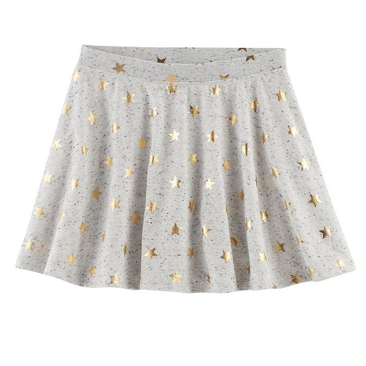 Girls 7-16 & Plus Size So&reg; French Terry Nep Foil Patterned Circle Skirt, Size: M/10, Blue