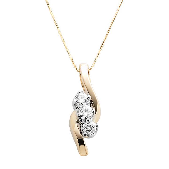 Sirena Collection 14k Gold 3-stone 1/2-ct. T.w. Round-cut Diamond Pendant, Women's, White