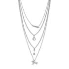 Mudd&reg; Unicorn, Arrow & Feather Charm Layered Necklace, Women's, Silver